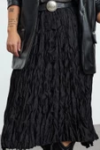 Kadın Moda Stil Midi Astarsız Dokuma Büyük Beden Dokuma Etek - 2