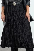 Kadın Moda Stil Midi Astarsız Dokuma Büyük Beden Dokuma Etek - 3