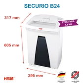 HSM SECURIO B24 Evrak İmha Makinesi / Kağıt Kırpma Makinesi - Düz/Şerit kesim 5,8mm- 35lt - 3