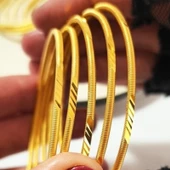 925 Ayar Gümüş Ajda Desenli Gold Bilezik SL9802 thumbnail 2