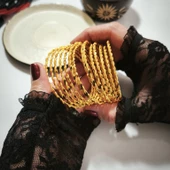 925 Ayar Gümüş İkili Adana Burma Gold Bilezik SL9803 thumbnail 5