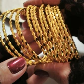 925 Ayar Gümüş İkili Adana Burma Gold Bilezik SL9803 thumbnail 4