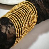 925 Ayar Gümüş İkili Adana Burma Gold Bilezik SL9803 thumbnail 1