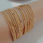 925 Ayar Gümüş Ajda Desenli Gold Bilezik SL9802 thumbnail 5