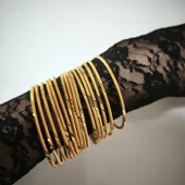 925 Ayar Gümüş Ajda Desenli Gold Bilezik SL9802 thumbnail 1