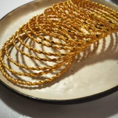 925 Ayar Gümüş İkili Adana Burma Gold Bilezik SL9803 thumbnail 6