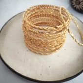 925 Ayar Gümüş İkili Adana Burma Gold Bilezik SL9803 thumbnail 11