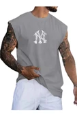 Erkek NY Baskılı Oversize Kolsuz T-shirt thumbnail 3