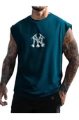 Erkek NY Baskılı Oversize Kolsuz T-shirt thumbnail 4