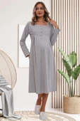 Mecit 6172 Bayan Gri Sabahlıklı Gecelik Pijama Hamile Lohusa Set - 3