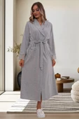 Mecit 6172 Bayan Gri Sabahlıklı Gecelik Pijama Hamile Lohusa Set - 2