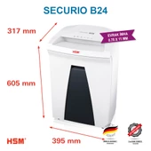HSM SECURIO B24 - Parçacık kesim 0.78X11mm- Evrak İmha Makinesi / Kağıt Kırpma Makinesi - 35lt - 2
