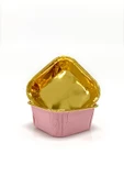 Dolphin Muffin Kare Kağıt Pembe Altın Cupcake Kek Kalıbı Kapsülü Kabı - 25 Adetlik 5 Paket - 3