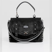 Jacquline Siyah Larissa Kadın Hakiki Nubuk El ve Omuz Çantası thumbnail 1