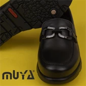 Muya Siyah Geluk Hakiki Deri 6 Noktalı Kadın Comfort Ayakkabı - 8