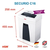 HSM SECURIO C16 - 3,9mm Şerit kesim- Evrak İmha Makinesi / Kağıt Kırpma Makinesi - 25lt - 2