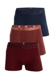 Mercan 3'lü Çok Renkli Pamuklu Likralı Erkek Boxer (BORDO LACİVERT DEĞER) - 1