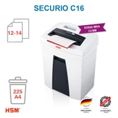 HSM SECURIO C16 - 3,9mm Şerit kesim- Evrak İmha Makinesi / Kağıt Kırpma Makinesi - 25lt - 3