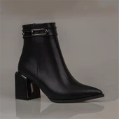 Trend Adımlar Siyah Licity Kadın Topuklu Klasik Sade Bot thumbnail 4