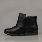 Muya Siyah Hakiki Deri 6 Noktalı Ortopedik Cırtlı Anne Botu thumbnail 3