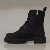 Muya Siyah Kadın Hakiki Nubuk Deri Casual Postal Bot - 3