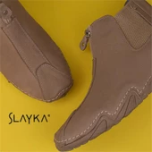 Slayka Krem Flexible Erkek Hakiki Nubuk Deri Esnek Kauçuk Bot - 6