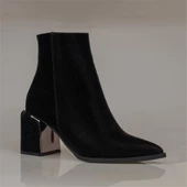 Trend Adımlar Siyah Hila Kadın Kalın Topuklu Klasik Bot thumbnail 4