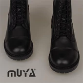 Muya Siyah Kadın Hakiki Deri Postal Bot - 5