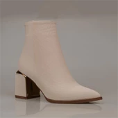 Trend Adımlar Krem Hila Kadın Kalın Topuklu Klasik Bot thumbnail 4