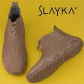 Slayka Krem Flexible Erkek Hakiki Nubuk Deri Esnek Kauçuk Bot - 5