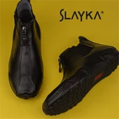 Slayka Siyah Flexible Erkek Hakiki Deri Esnek Kauçuk Bot - 5
