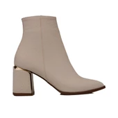 Trend Adımlar Krem Hila Kadın Kalın Topuklu Klasik Bot thumbnail 1