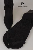Pierre Cardin Siyah Kadın Klasik Taşlı Uzun Süet Bot - 4