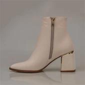 Trend Adımlar Krem Hila Kadın Kalın Topuklu Klasik Bot thumbnail 6