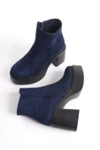Hancez Lacivert Süet Kalın Platform Topuklu Kadın Bot thumbnail 2