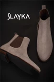 Slayka Bej Velvet Hakiki Nubuk Deri Erkek Chelsea Bot - 6