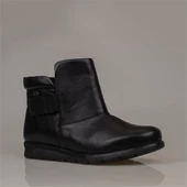 Muya Siyah Hakiki Deri 6 Noktalı Ortopedik Cırtlı Anne Botu thumbnail 2