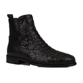 Slayka Siyah Charm El İşlemeli Hakiki Deri Erkek Klasik Bot thumbnail 1