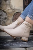 Trend Adımlar Krem Pearl Kadın Klasik Bot - 2