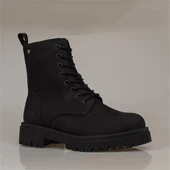 Muya Siyah Kadın Hakiki Nubuk Deri Casual Postal Bot - 2