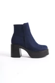 Hancez Lacivert Süet Kalın Platform Topuklu Kadın Bot thumbnail 4