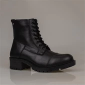Muya Siyah Kadın Hakiki Deri Postal Bot - 2