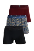 Mercan Erkek Çok Renkli 3'lü Likralı Pamuk Boxer (SİYAH BORDO DANGER) thumbnail 1