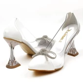 Seribo Sindirella 10 cm Topuklu Şeffaf Stiletto Kadın Ayakkabı thumbnail 5