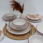 Ekose 24 Parça 6 Kişilk Karamel Yemek Takımı - 1