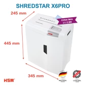 HSM SHREDSTAR X6 PRO Evrak İmha Makinesi / Kağıt Kırpma Makinesi - CD İmha Makinesi - Çapraz Konfeti kesim 2x15 mm - 20lt - 2