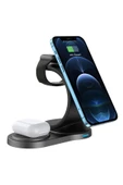 S-LINK  Swapp Sw-cwf110 Telefon Kulaklık Akıllı Saat 15w 3 In 1 Magsafe Siyah Kablosuz Şarj Cihazı - 1