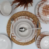 Ekose 24 Parça 6 Kişilk Karamel Yemek Takımı Düz - 1