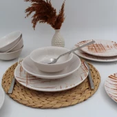 Ekose 24 Parça 6 Kişilk Karamel Yemek Takımı Düz - 4