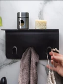 Modern Paslanmaz Metal Duş Rafı, Duş Düzenleyici, Banyo Rafı, Bayno Şampuanlık Siyah - 5